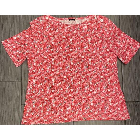 Talbot Pink Floral Short Sleeve T-Shirt Size XL Cotton/Modal Bright Colorful - Picture 1 of 5